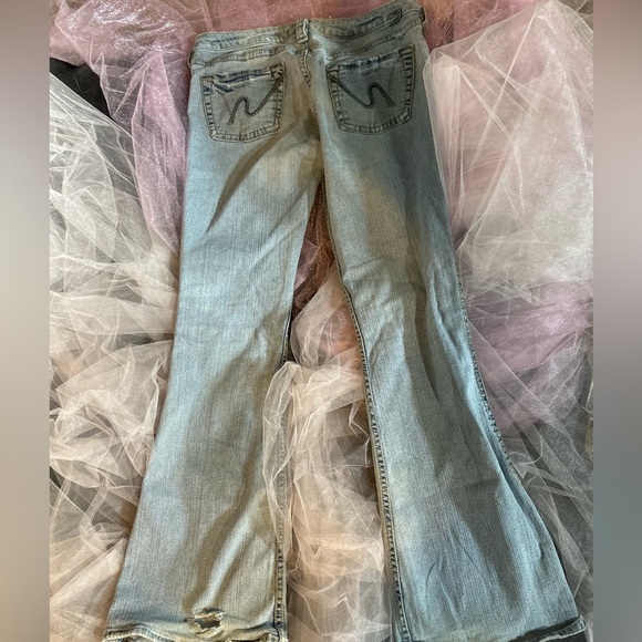 2000s/Y2K style low rise Silver distressed jeans!! ∞༺♡ super cute ♡༻✧ - Picture 2 of 6